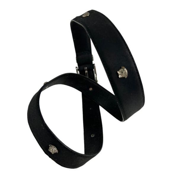 Genuine GIANNI VERSACE Black Leather Studded Medusa Unisex Belt Italy 34 main image 5